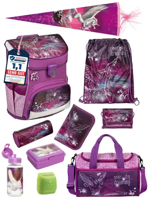 Produktbild von Scooli Ranzen-Set 10-teilig PEGASUS Pferde Schulranzen-Set mit Schultüte / Zuckertüte und Sporttasche