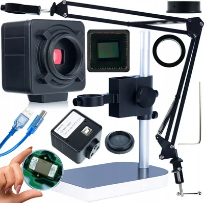 Produktbild von Rosfix Set Mikroskoparm ODM-180X + Plattform ODM-100X + Kamera KMCP-HDMI-USB 5MP – Verstellbar & Stabil | C-Mount | USB & HDMI