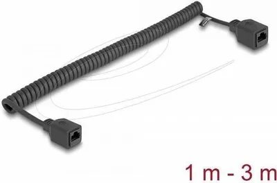 Immagine prodotto di Delock RJ45 Spiralkabel Buchse zu Cat.5e UTP 1 m bis 3 schwarz (90673)