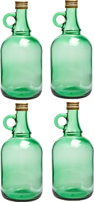 Produktbild von 4x 1L Glasflasche GLASBALLON Weinballon leere Flasche Likör Wein Karaffe