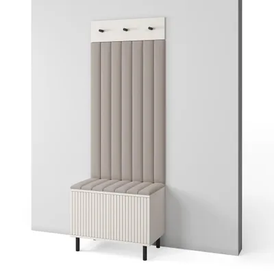 Produktbild von Garderoben-Set Ritmo version 6 mit Schuhregal und Polsterplatten, Ideal für Flur und Eingangsbereich (Cashmere, Trinity 03)