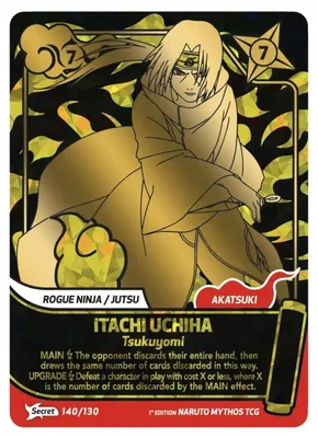 Obrázok produktu pre Naruto Mythos TCG – Itachi Uchiha Tsukuyomi (140/130) – Secret