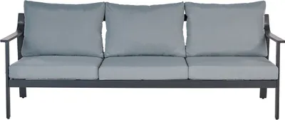 Produktbild von BELIANI Gartensofa 3-Sitzer Grau und Dunkelgrau Aluminium mit Stoffbezug Niedriger Lehne Modern Terasse Balkon Außen Wohnzimmer Gartenzubehör