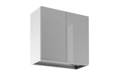 Produktbild von Hängeschrank 80 cm mit Geschirrtrockner Küchenhängeschrank, Aspen G80C Grau Hochglanz