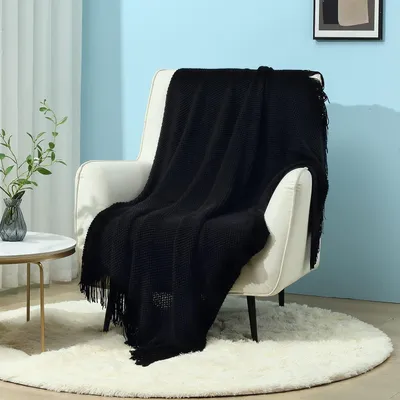 Produktbild von CREVENT Bauernhaus-Couch-Sofa-Überwurf, Decke für Schlafzimmer, Wohnzimmer, weich, warm, gemütlich, leicht, Frühling, Sommer, Herbst (127 x 152 cm,