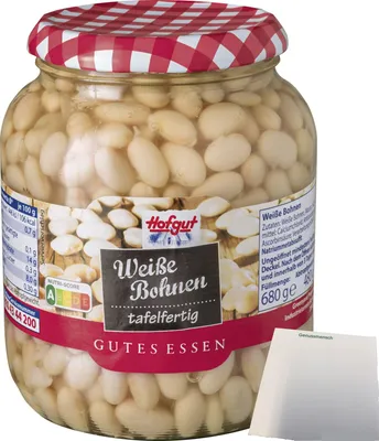 Produktbild von Hofgut Weisse Bohnen (720ml Glas) + usy Block