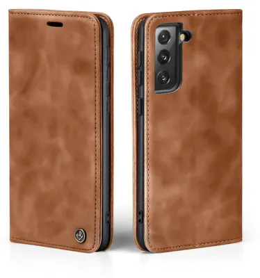Produktbild von Handy Hülle für Samsung Galaxy S21 5G Klapphülle Bookcase Flip Cover Handy Tasche Etui Farbe: Hellbraun