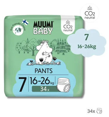Image de Muumi Baby Pants 7 XL 16-26 kg (34 pcs), couches culottes écologiques