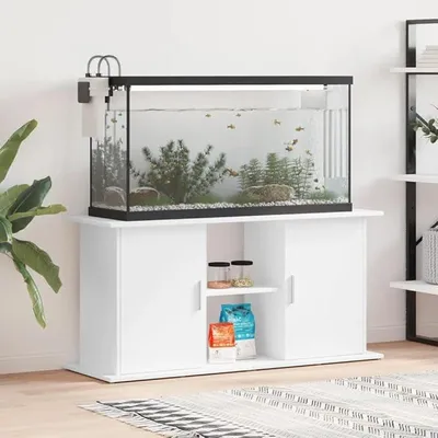 Produktbild von Aquariumschrank 121x41x58 cm Unterschrank für Aquarien Weiß Holzwerkstoff Aquariumständer mit Ablagen