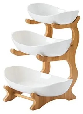 Obrázek produktu pro Dřevěný ovocný koš se 3 úrovněmi pro domácnost