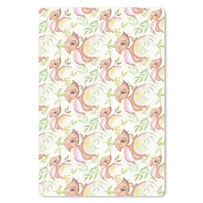Produktbild von MuchoWow® Mauspad Mousepad Kinderzimmer - Dinosaurier - Blätter - Mädchen - Kinder - Rosa - Kinder 40x60 cm - Mousepads - Maus Mat - Pad - Mausunterlage - Schreibtisch Accesoire