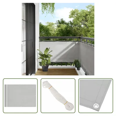 Imagen del producto de Living Store: Protector para balcón, color gris claro, 75 x 600 cm, 100% poliéster Oxford