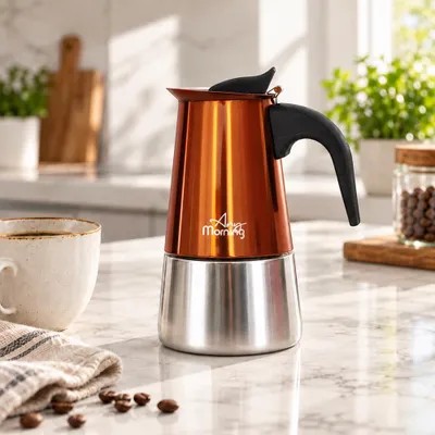 Produktbild von Any Morning FE001-6, Elektrische Espressokanne, 0,3 l, Kupfer, Stahl, Stahl, 6 Tassen, Kunststoff