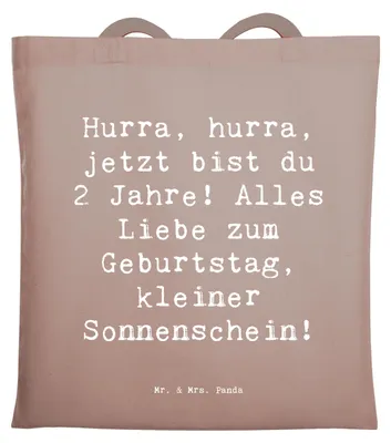 Produktbild von Mr. & Mrs. Panda Uni Tasche Spruch 2. Geburtstag - Braun Pastell - Geschenk, Geburtstagsgeschenk, Geburtstagsdeko, Jutebeutel, Laptoptasche, Schultasche, Alles Liebe