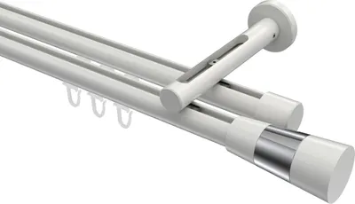 Produktbild von Interdeco Innenlaufstange / Gardinenstange mit Innenlauf Weiß, Typ Siteno Tanara (Konus Bicolor), 20 mm Ø 2-läufig, 160 cm