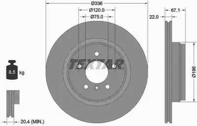 Produktbild von 2x TEXTAR 92137905 Bremsscheibe Hinterachse