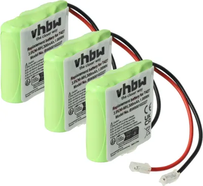 Produktbild von vhbw 3x Akku kompatibel mit Binatone E3300, E3300 Quad schnurlos Festnetz Telefon (300 mAh, 3,6 V, NiMH)