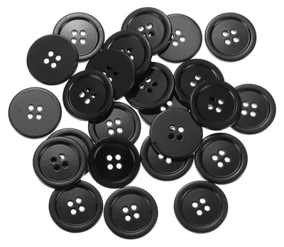 Muschelknöpfe 23 mm, 25 Stück, Perlmutt, 4-Loch, schwarz