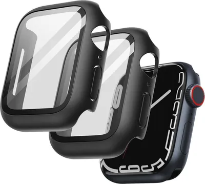Image de Housse d'écran Apple Watch Series 9 8 7 41mm Noir Set 2 pièces