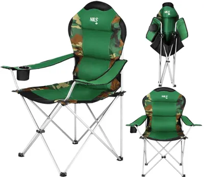 Produktbild von NILS NC3080 Campingstuhl – Klappbarer Outdoor-Stuhl Angelstuhl mit Tragetasche Dunkelgrün