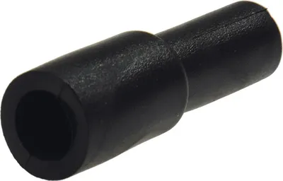 A black plastic connector cap is shown against a white background.