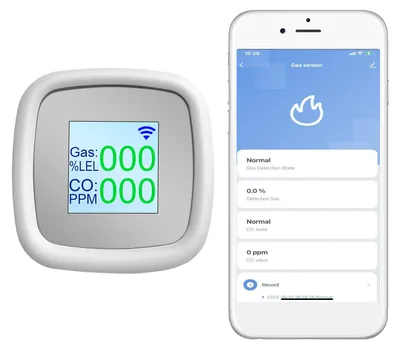 Zdjęcie produktu dla Detektor gazów palnych z obsługą Wi-Fi, alarm, cyfrowy czujnik, tester wycieków, inteligentny monitor jakości powietrza z sygnałem dźwiękowym, powiadomienia w aplikacji, obsługa pilota SmartLife Tuya