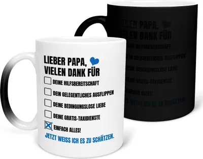Produktbild von 22Feels Zaubertasse Papa Geschenk Vatertag Vater Geburtstag Kaffeetasse Farbwechsel Männer Weihnachten Haferl Geschenkidee Bürotasse