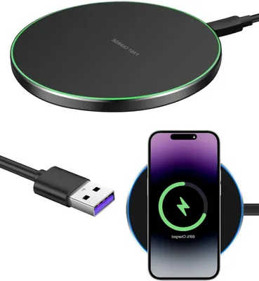 Produktbild von Kabelloses Ladepad – Schnellladefunktion – Schnelles Aufladen von Smartphones – Qi-Technologie – 35 Watt – Schwarz