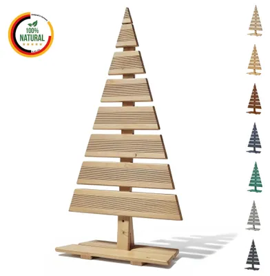 Image de Floranica sapin de Noël en bois naturel sapin 90x45 cm décoration de Noël grand sapin en bois de mélèze fait main grand non traité