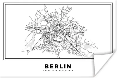 Produktbild von MuchoWow® Poster Schwarz und weiß - Deutschland - Karte - Stadtplan - Berlin 60x40 cm - Schlafzimmerdekoration