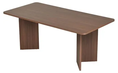 Image de Table à manger Table de salle à manger en bois MDF mélaminé noyer 180 x 90 x 75 cm