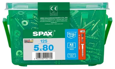 Immagine prodotto di Vite universale SPAX in acciaio inox A2, 5x80 mm, 125 pezzi, 4197000500809