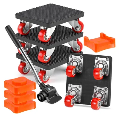 Image de Omgoods - Kit de transport de meubles comprenant 4 roulettes et un outil de levage