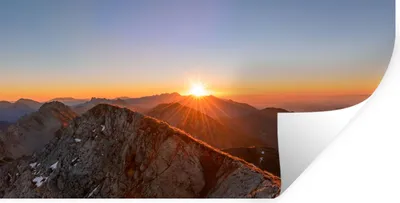 Produktbild von MuchoWow® Wandtattoo Wandsticker Wandaufkleber Berg - Landschaft - Sonne 40x20 cm Selbstklebend und Repositionierbar - Aufkleber