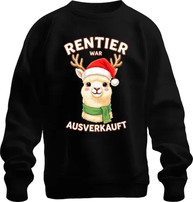 Produktbild von Rentier war t Alpaka Weihnachten lustig Geschenk Uni Sweatshirt Pullover, Schwarz, XL