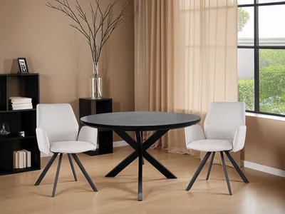 Productafbeelding van Livingfurn Eettafel Jesper Rond Mangohout Zwart Ø130cm