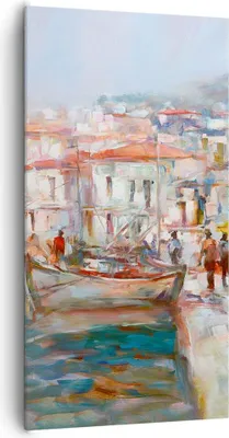 Produktbild von Bild auf Leinwand - Leinwandbild - Einteilig - Insel Boote Hafen - 65x120cm - Wand Bild - Wanddeko - Wandbilder - Leinwanddruck - Bilder - Wanddekoration - Leinwand bilder - Wandbild - PA65x120-4852