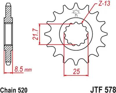 Produktbild von Jt Vorderes Ritzel 585 14 Für Kawasaki Zx-6R/Rr '07-17, Yamaha Xtz 750 '90-'98 (58514Jt) (Kette 520) (-2)