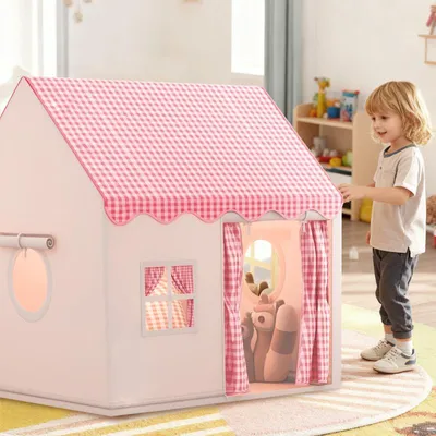 Produktbild von Kinderzelt Play Tent,Prinzessinnen Spielhaus Kinderzelt,Großes Spielzelt Kinder Indoor,Kinderspielburg für Mädchen & Jungen ab 3 Jahre 120x105x128cm