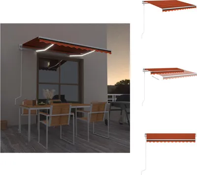 Obrázok produktu pre vidaXL Automatická markíza s LED senzorom vetra 350x250 cm oranžová/hnedá - Markízy