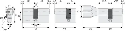 Immagine prodotto di Cilindro profilato ABUS KD6XNP 30/30 con scheda di codifica e 5 chiavi, 50716