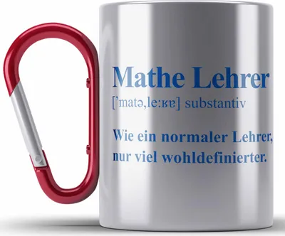 Produktbild von Trendation - Mathelehrer Edelstahl Tasse Karabiner Mathematiker Edelstahl Tasse Karabinern mit Spruch Lustig Karabiner Edelstahl Tasse Karabiner Edelstahl Geschenk Mathe Lehrer (Rot)