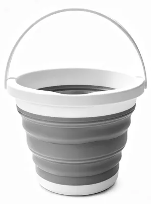 Faltbarer 5-Liter-Eimer, grau, platzsparend, für Camping & Haushalt