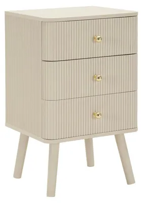 Obrázek produktu pro Noční stolek Shy 37,5 x 61 x 34 cm MDF borovice železo bílá zlatá
