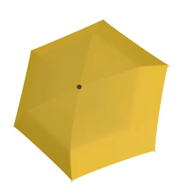 A yellow umbrella shown from a top-down perspective.