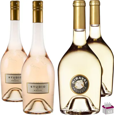 Produktbild von Los Entdeckung Miraval 4x75cl- 2 Studio von Miraval 2024 Rosé 75Cl 12,5% & 2 Côtes de Provence Weiß 2024 75Cl 13%