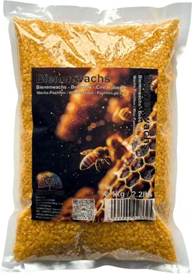 Bienenwachs-Pastillen 1 kg, rein, gelb, für Kerzen-DIY