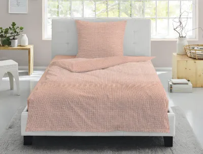 Produktbild von Irisette Soft-Seersucker Bettwäsche Set Shadow 8361 Farbe orange-50 Größe 155x220 + 1x80x80 cm
