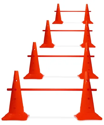 Obrázok produktu pre Sada 4 kužeľových prekážok so tyčami na agility tréning