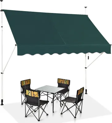 Image de COSTWAY Store à pince 200 cm, store balcon réglable en hauteur hydrofuge sans percer résistant aux UV, store avec manivelle, vert